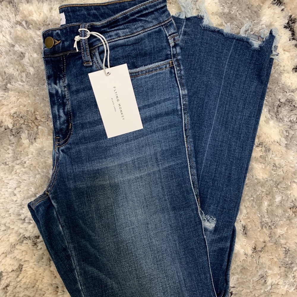 Mid Rise Crop Slim Straight Leg Jean